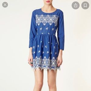 TOPSHOP | Eyelet Mini Dress | Size 4
